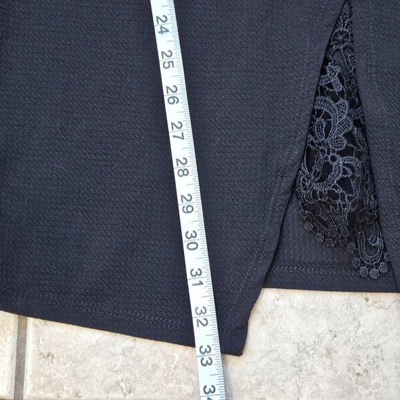 Fashion Magazine Mini Empire Dress Womens XS/S  Black Lace Slit Date Night Sexy - Picture 12 of 13